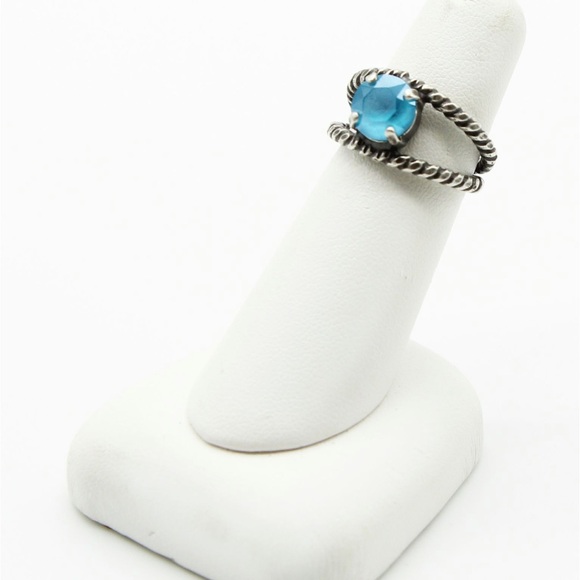 Turquoise blue crystal adjustable ring - Picture 2 of 2